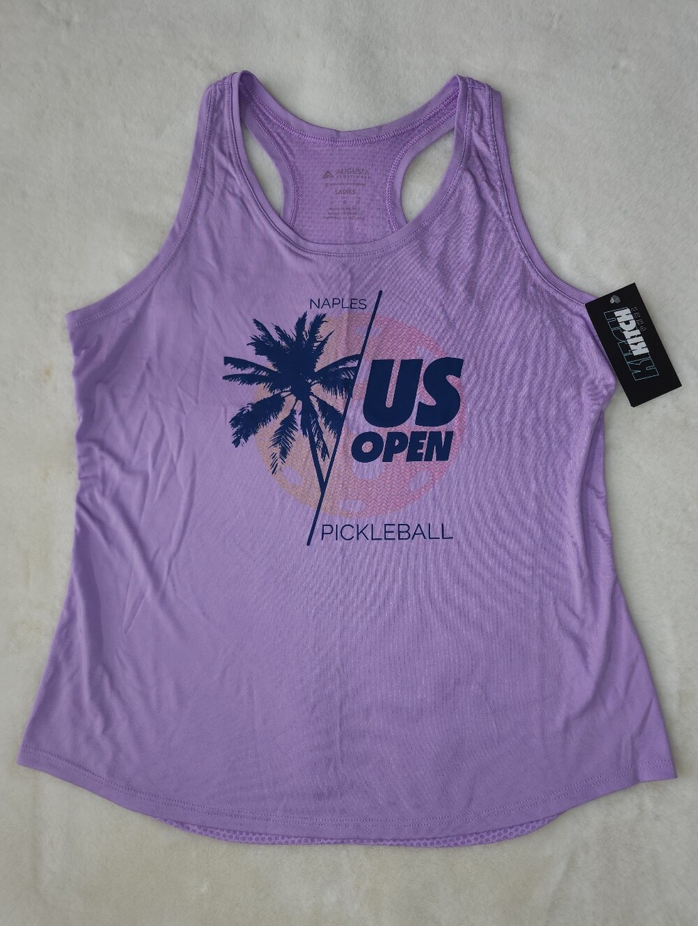 Kitch Lavender Naples US Open Pickleball Graphic Racerback Tank Top - Picture 2 of 8